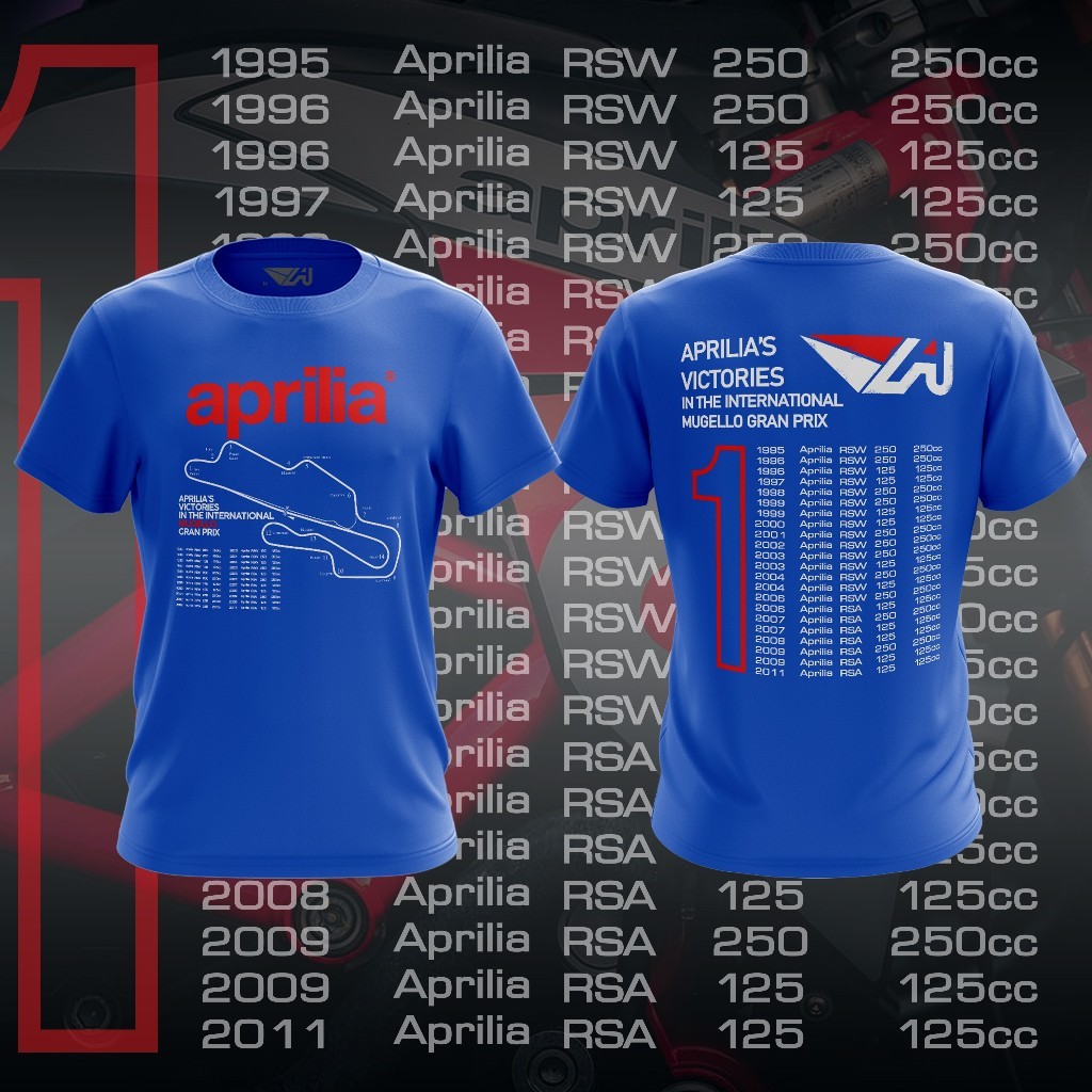Aprilia Mugello Victories Phiên bản đặc biệt Áo thun Microfiber Jersey