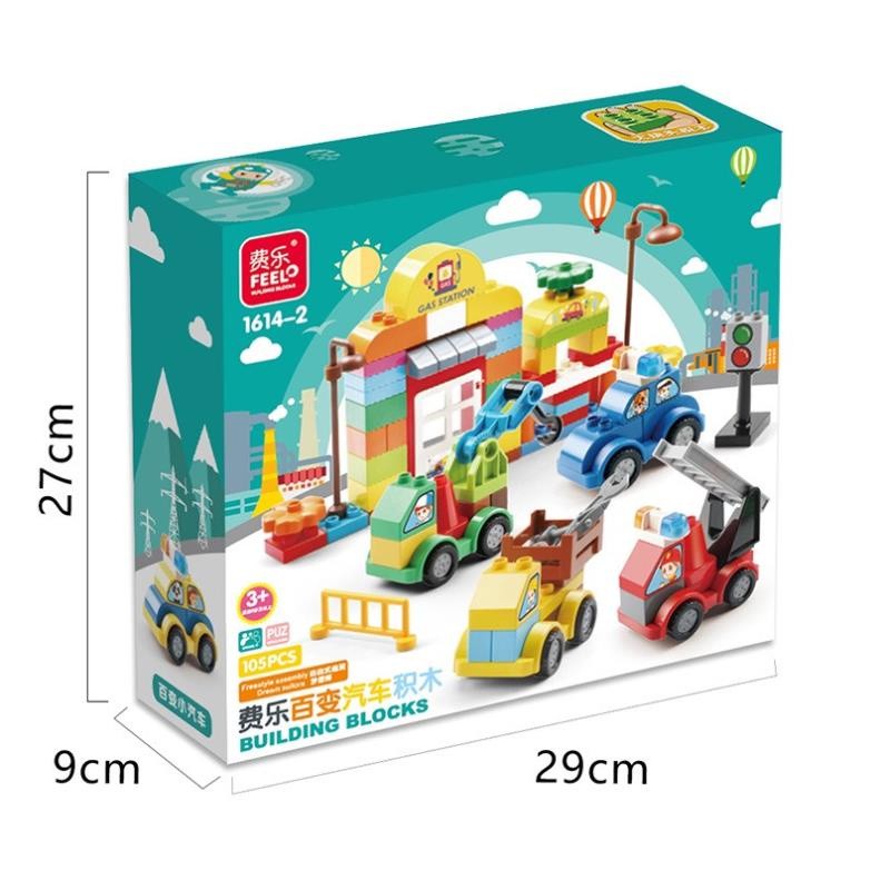 [Hàng hãng] Đồ chơi hãng FEELO xếp hình dạng le-go mẫu xe, lego xe cộ, động vật CAO CẤP