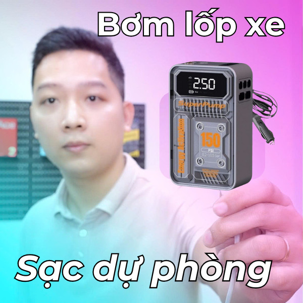 Sạc dự phòng bơm lốp xe đa năng ST-9619C công suất 120w áp xuất 150 PSI không dây - BH 3 Tháng 1 Đổi