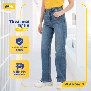  [SALE ĐG] Quần Jeans nữ cải cafe cải tiến YODY dáng suông chống UV co giãn nhẹ, thoáng mát QJN6038