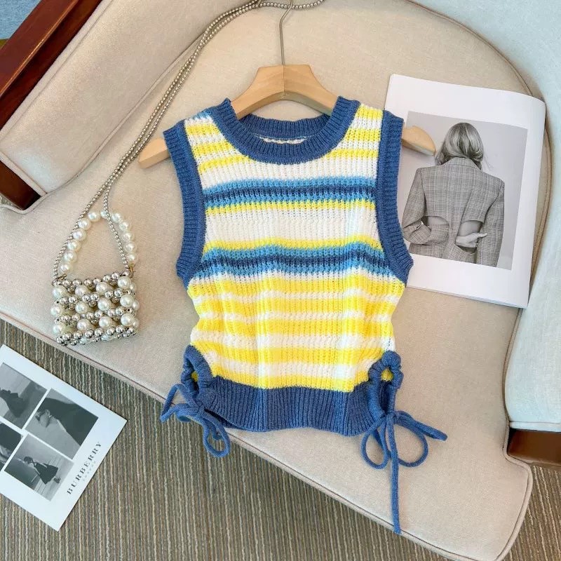 Áo Vest Nữ Crop Top Dệt Kim Sọc Nhỏ, Phù Hợp Mặc Ngoài Mùa Hè - Màu Sắc Đa Dạng - HZH