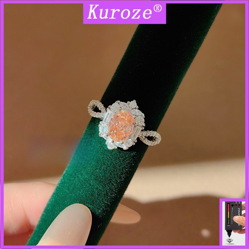 Kuroze Ice Flower Cut Paparazzi Sunset Orange Morgan Diamond Pigeon Egg Ring