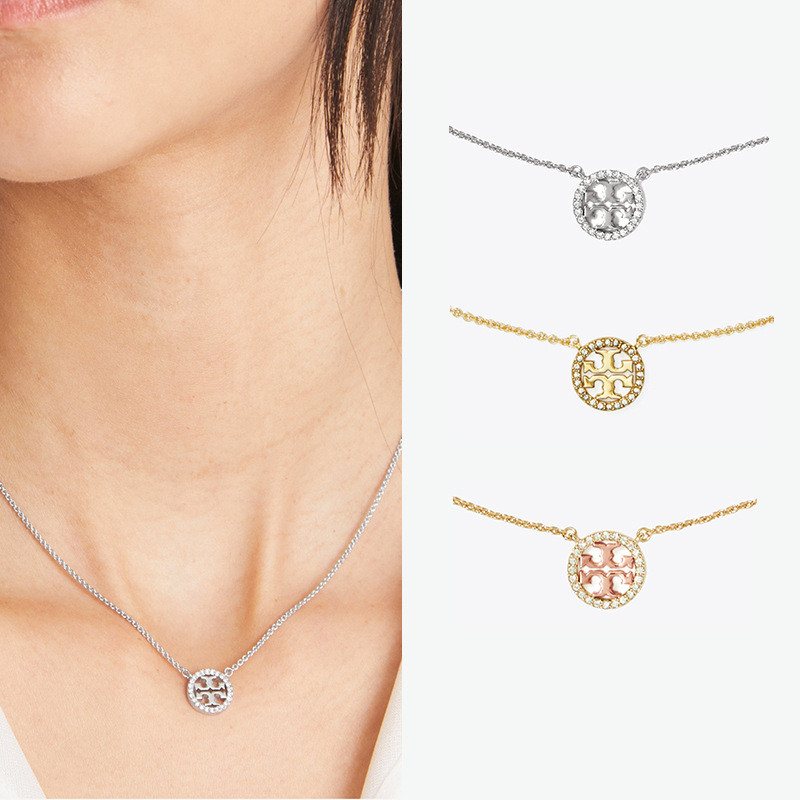 XXOF Fashion MILLERPAVE Pendant necklace plated18K Golden Double TLOGO Ornament