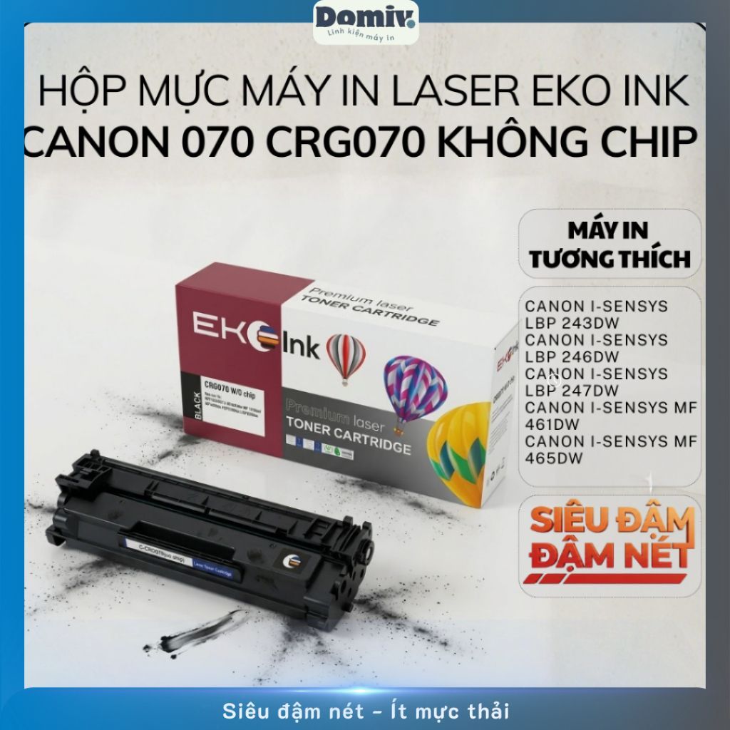 Hộp Mực Máy In Laser Eko Ink Canon 070 CRG070 Không Chip Cho Canon LBP243DW LBP246DW LBP247DW MF465D