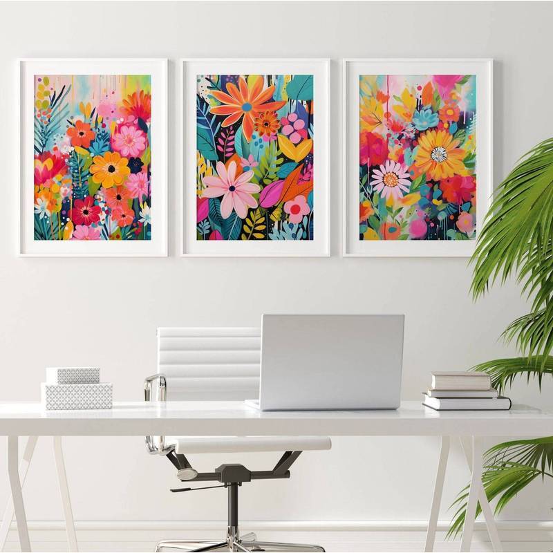 Sáng Nhiều Màu Sắc Trừu Tượng Hoa Canvas Treo Tường Nghệ Thuật Bộ Hoa Boho Hiện Đại In Để Trang Trí 