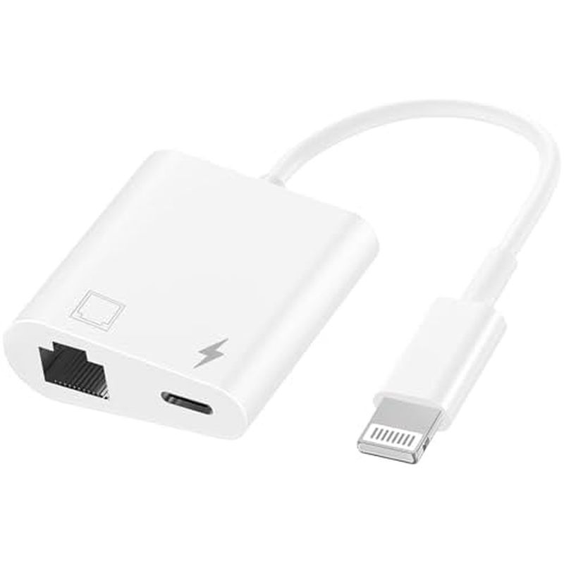 Bộ chuyển đổi mạng LAN Ethernet 2 trong 1 Lightning sang RJ45 được chứng nhận MFi có cổng sạc Tương 