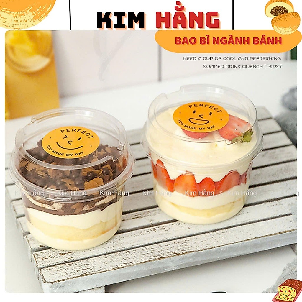 100 Ly tròn W250 đựng bánh mousse, tiramisu , panna cotta , ly có nắp đựng bánh 250ml