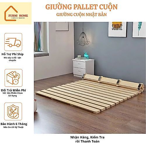 Giường PALLET Cuộn Gỗ Quế Thơm, Giường Cuộn Nhật Bản, Giường Cuộn Thông Minh