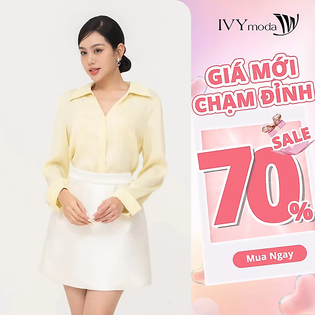 Áo sơ mi lụa Basic nữ IVY moda MS 17M8605