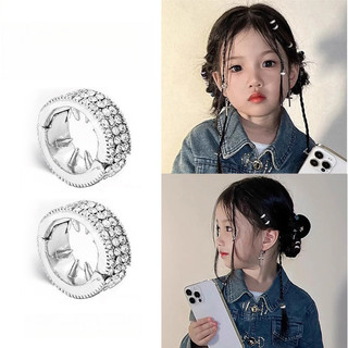 Phụ kiện tóc tròn đính đá mini phong cách Hàn Quốc, làm từ kim loại