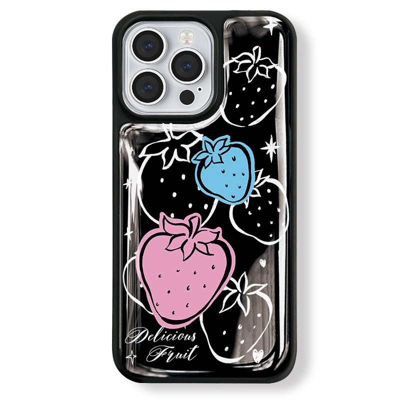 Ốp Điện Thoại Dâu Hồng Chống Rơi Cho iPhone 16 Promax 15 Promax 11 12 13 14plus 15plus 16e 16plus 15