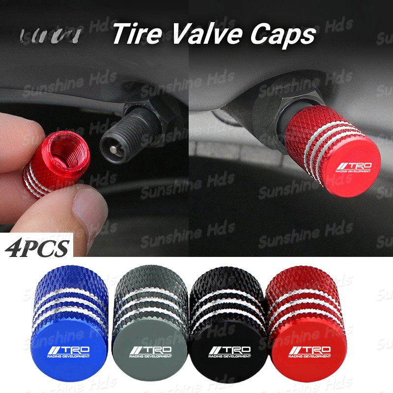 4 Toyota TRD Lốp Ô Tô Nắp Van In Logo Ô Tô Ô Tô Xe Đạp Phần Kim Loại Cho Xe Toyota Wigo Vios Rush In