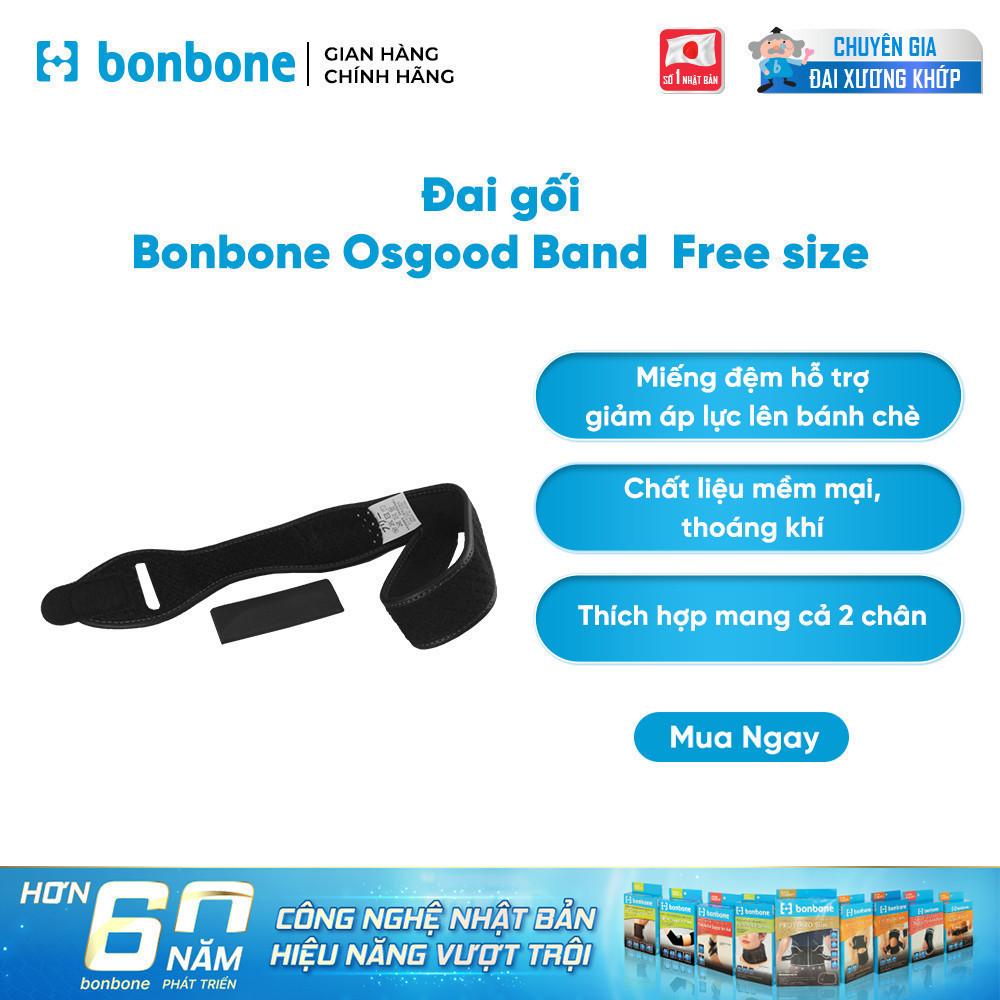 Đai Gối bonbone Osgood Band Free size - Trợ lực cho vùng chân trong thể thao như bóng chuyền, bóng r