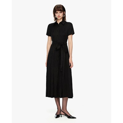 GIGI - Đầm sơ mi midi tay ngắn họa tiết monogram_G2107D242165-66