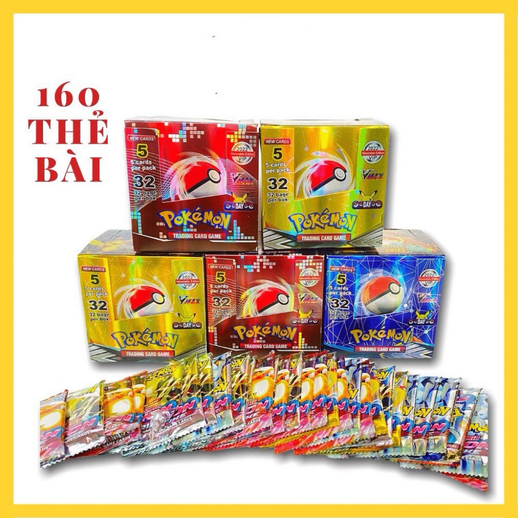 hộp 32 gói thẻ bài vip pokemon( gói 5 thẻ )