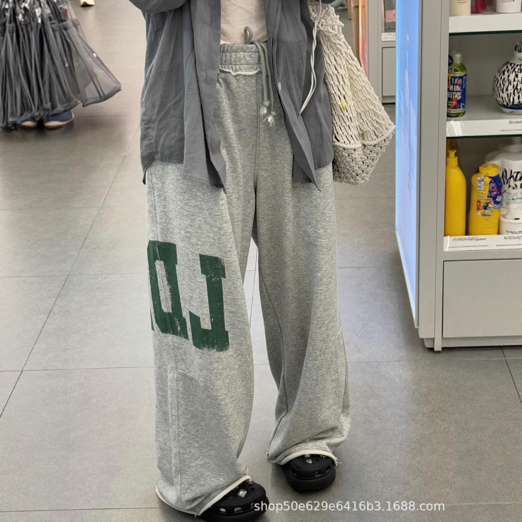 Jaded London Jin zhini jennie Loose Letter Print Casual Sweatpants for Women