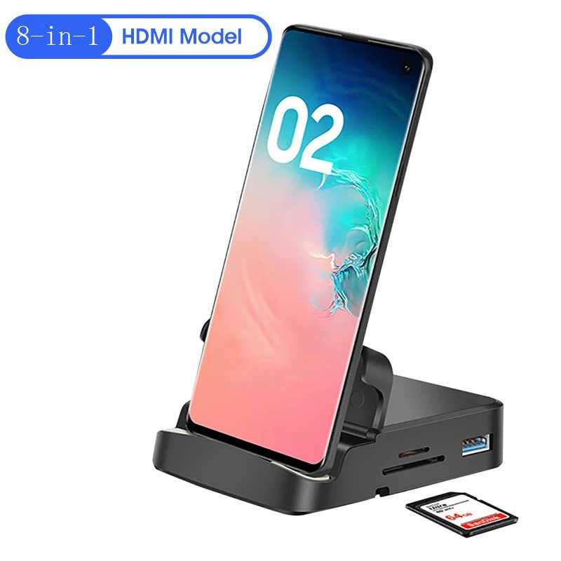 8 trong 1 USB HUB Dex Station Type C sang USB 3.0 2.0 Đầu đọc thẻ HDMI TF SD Loại C Bộ sạc USB C Bộ 