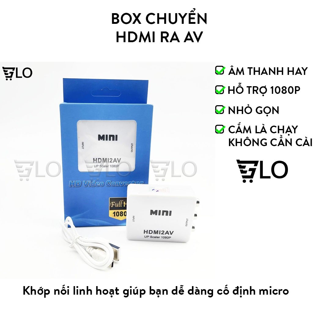HD01 Box Chuyển HDMI Ra AV Mini HDMI2AV, Bộ Adapter Chuyển Đổi AV Sang HDMI