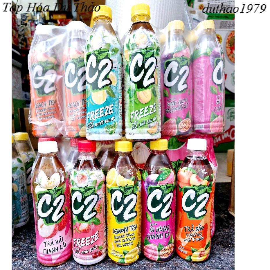 Nước Trà xanh C2 vị chanh / vị táo chai 360ml/455ml