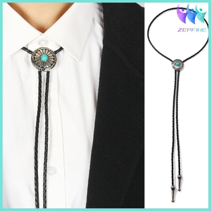 Nio Turquoise Bolo Tie Phương Tây Vintage Bolo Tie Cao Bồi Cà Vạt Cao Bồi Cà Vạt Người Da Đỏ Mỹ Bolo