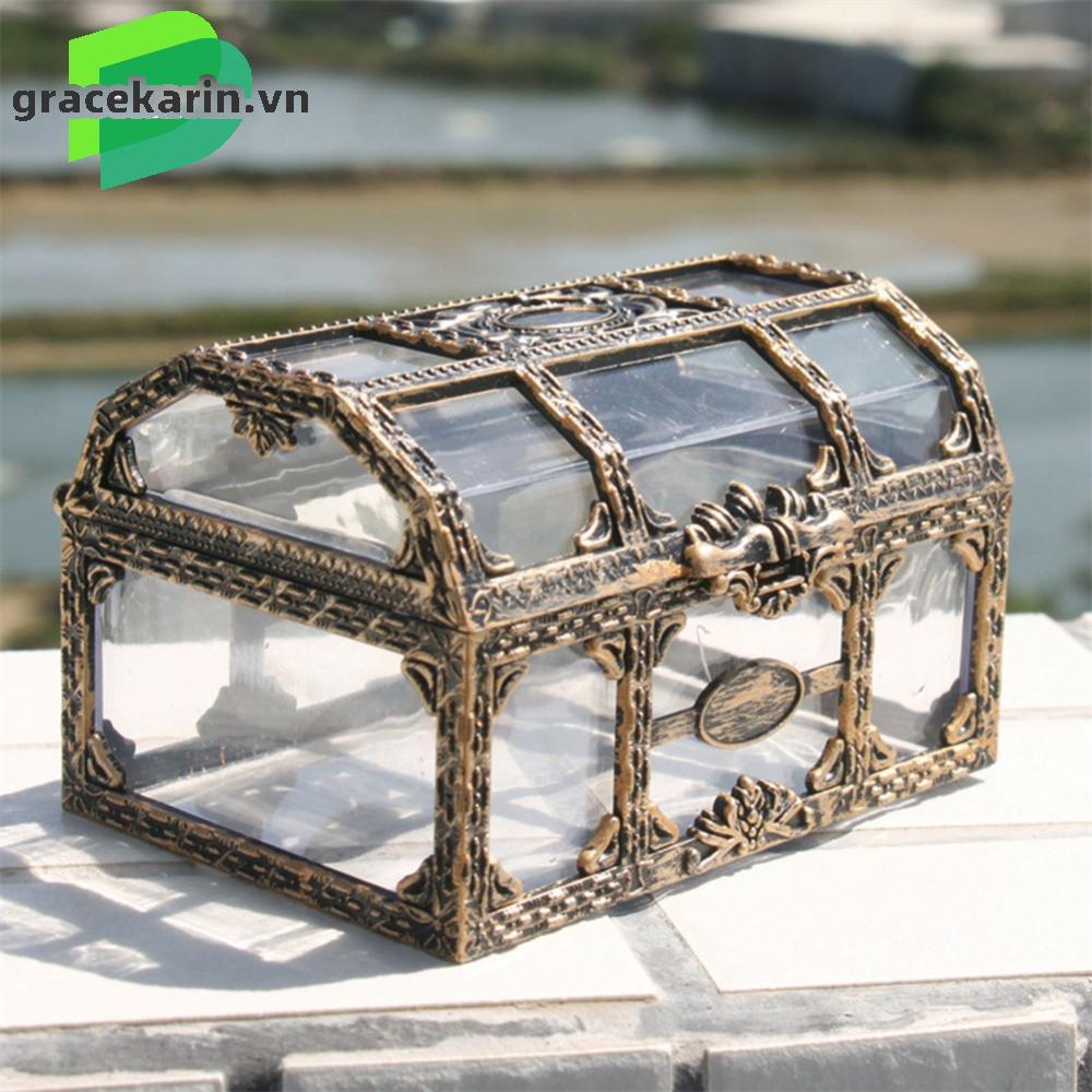 Vintage Style Plastic Treasure Box for Pirate Gems Clear Jewelry Organizer