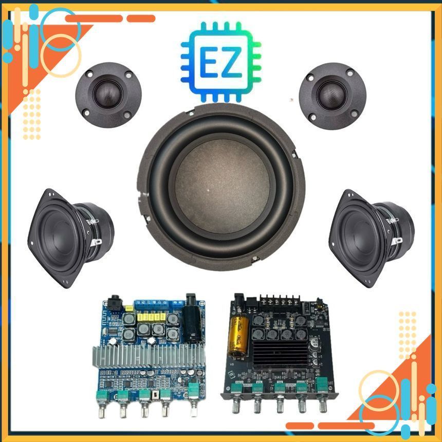 Combo làm loa 2.1 200W, Mạch TB21/Gemaudio 2.1 + Sub HK 6.5 + midtreble JBL Boombox 3 + treble luạ k