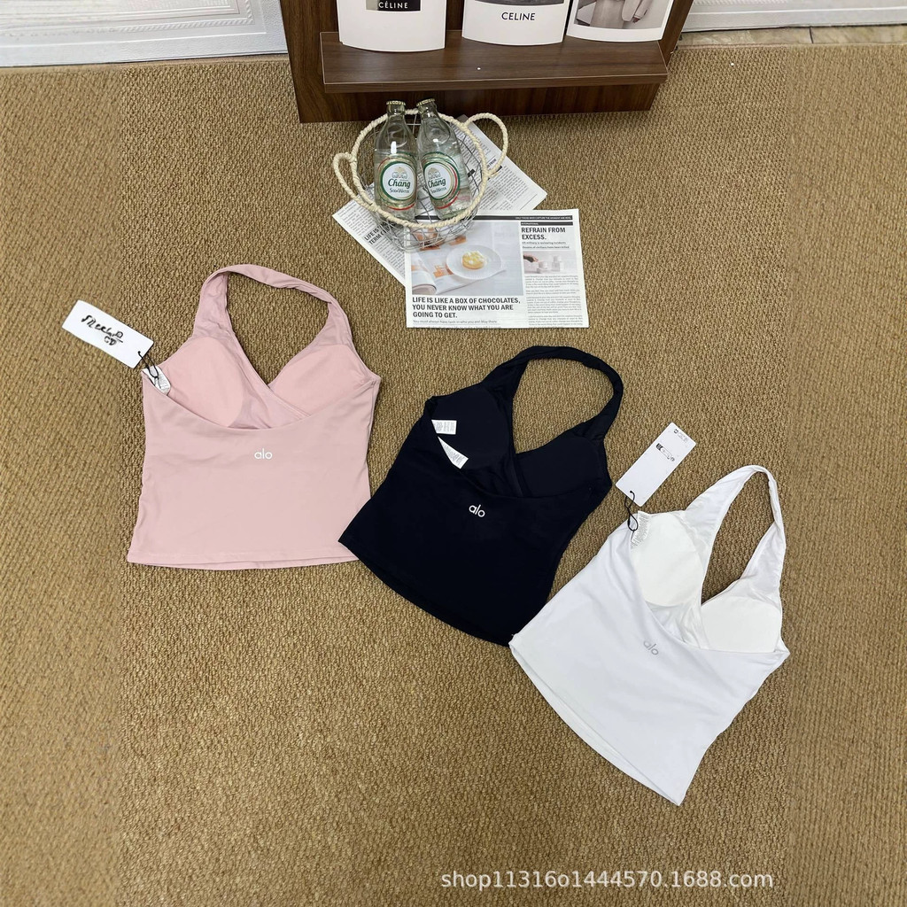 KP0N alo New pure-desire hot girl style halter neck camisole with built-in chest pads, comfortable, 