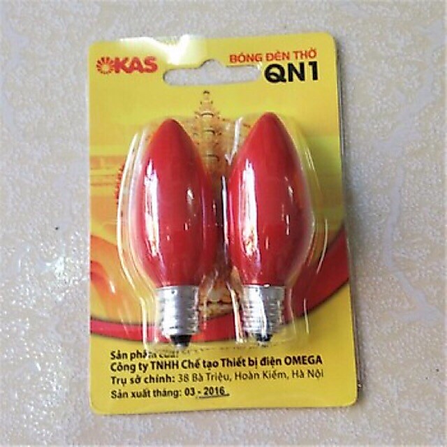 Bóng đèn thờ led 1 vỉ 2 bóng OKAS