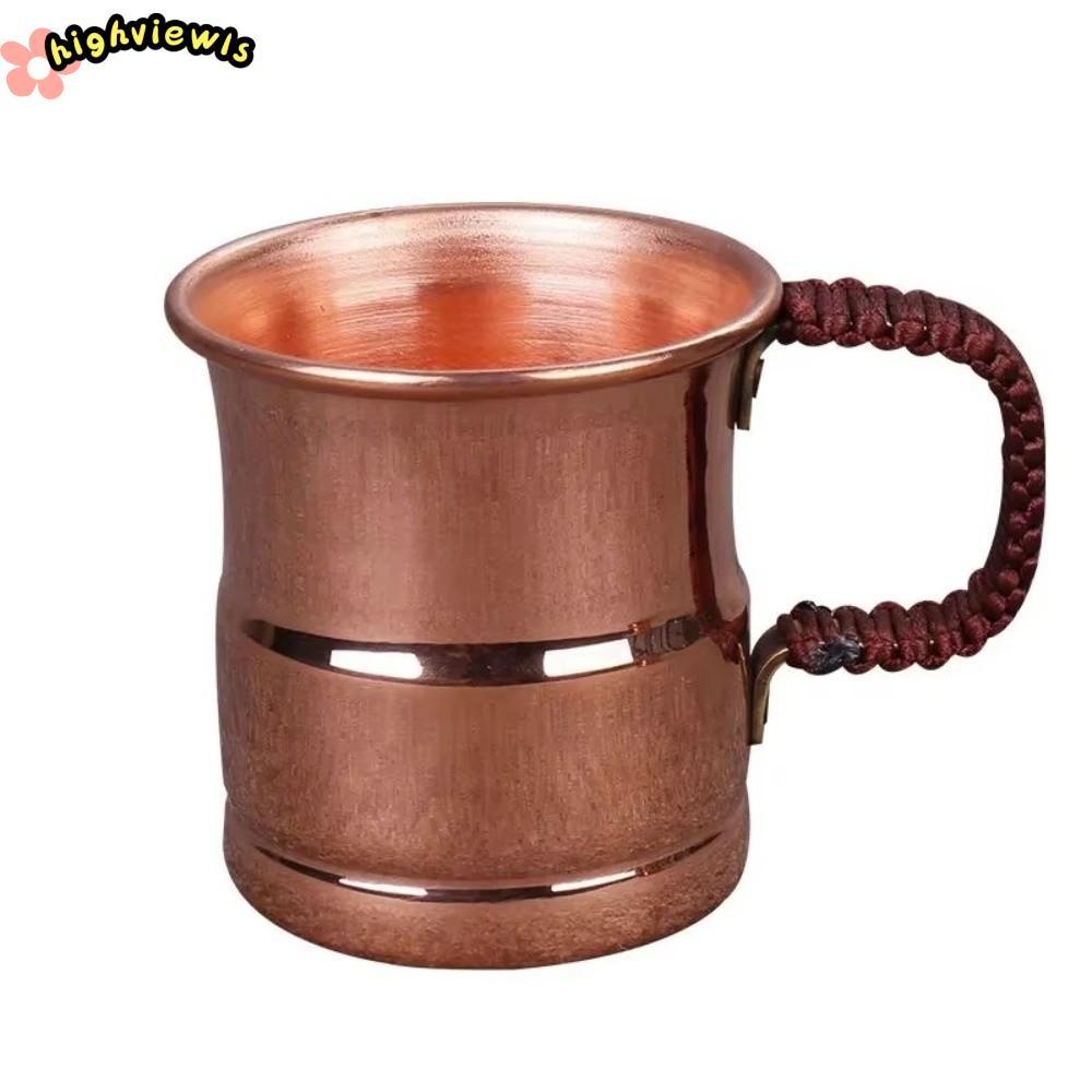 HIGHVIEWLS Cốc Đồng Nguyên Chất, Tay Cầm Dệt Thủ Công Moscow Nước Mule, Dày Thiết Kế Bộ Đồ Ăn Cấp 40