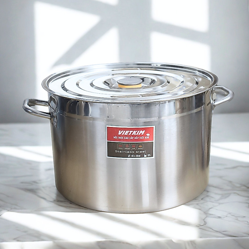 Nồi inox thấp 40cm đáy dày - 32L