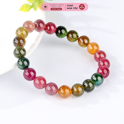 Vòng Tay Tourmaline 5A Cầu May Mắn Mix Màu Lắc Tay Đá Phong Thủy Bóng Đẹp - Ngọc Trai Trường Thịnh