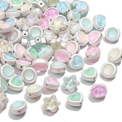 1 Cái / túi Hợp Kim Mạ Điện & Thủy Tinh Hai Mặt Hạt Nhiều Hình Dạng Nhiều Màu Cho DIY Vòng Cổ Vòng Tay Làm Phụ Kiện