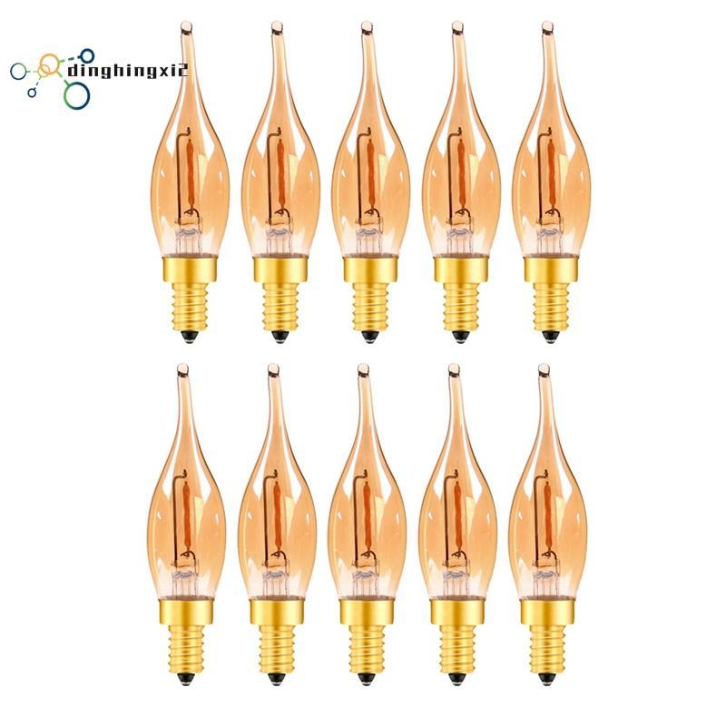 C22 E12 Bóng Đèn Dây Tóc LED Có Thể Điều Chỉnh 0.5W 10 Chiếc Màu Hổ Phách Trang Trí Đèn Ngủ Đèn Nến 