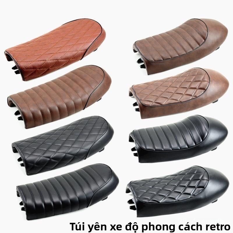 Yên xe máy độ dáng gù sọc ngang bánh mì Classic Honda CG125 Xingfu 125 bọc da cao cấp đệm ngồi đi ph