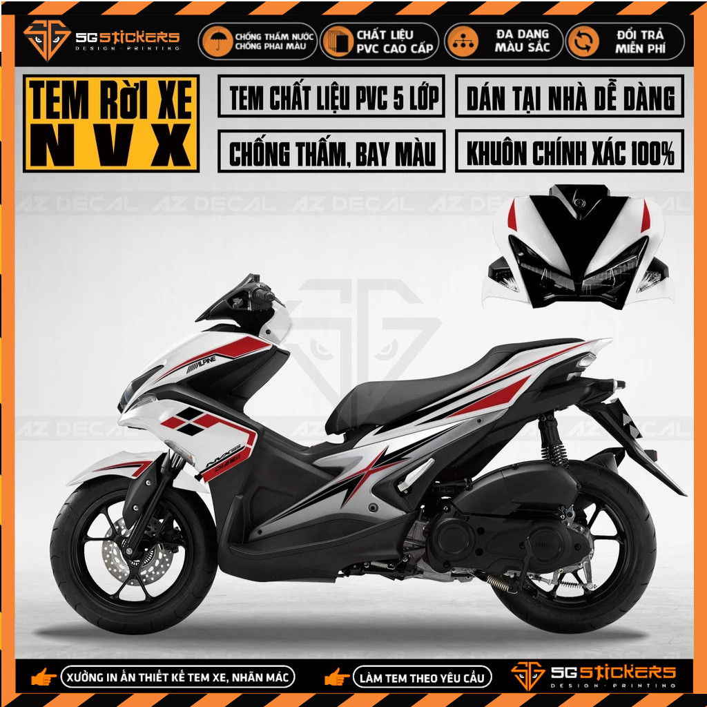 Tem Rời Xe NVX 125,155 Mẫu Tem Chỉ Tinh Tế | NVX17 | Chất Liệu Decal Cao Cấp Chống Nước, Bền Màu Cho