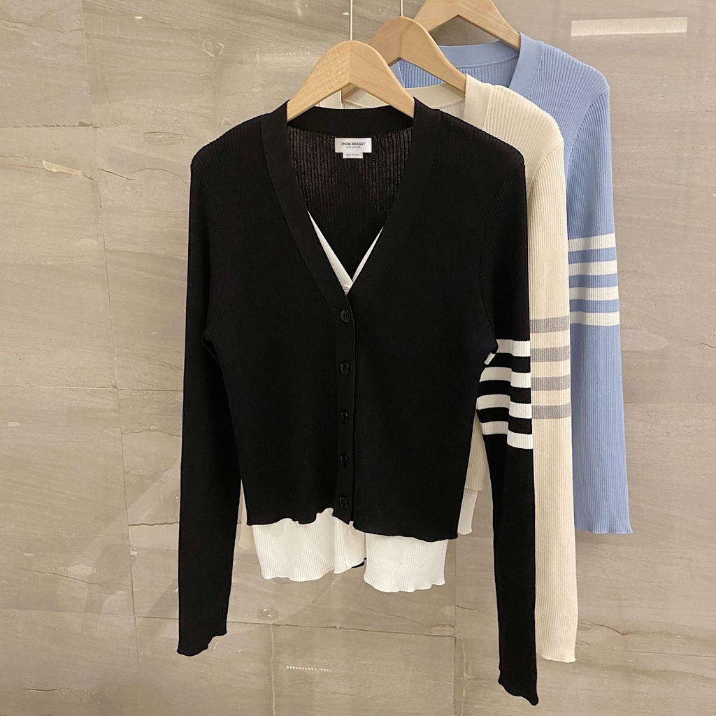 Áo Cardigan hai mảnh giả Thombrowne 9206 Pit Strip