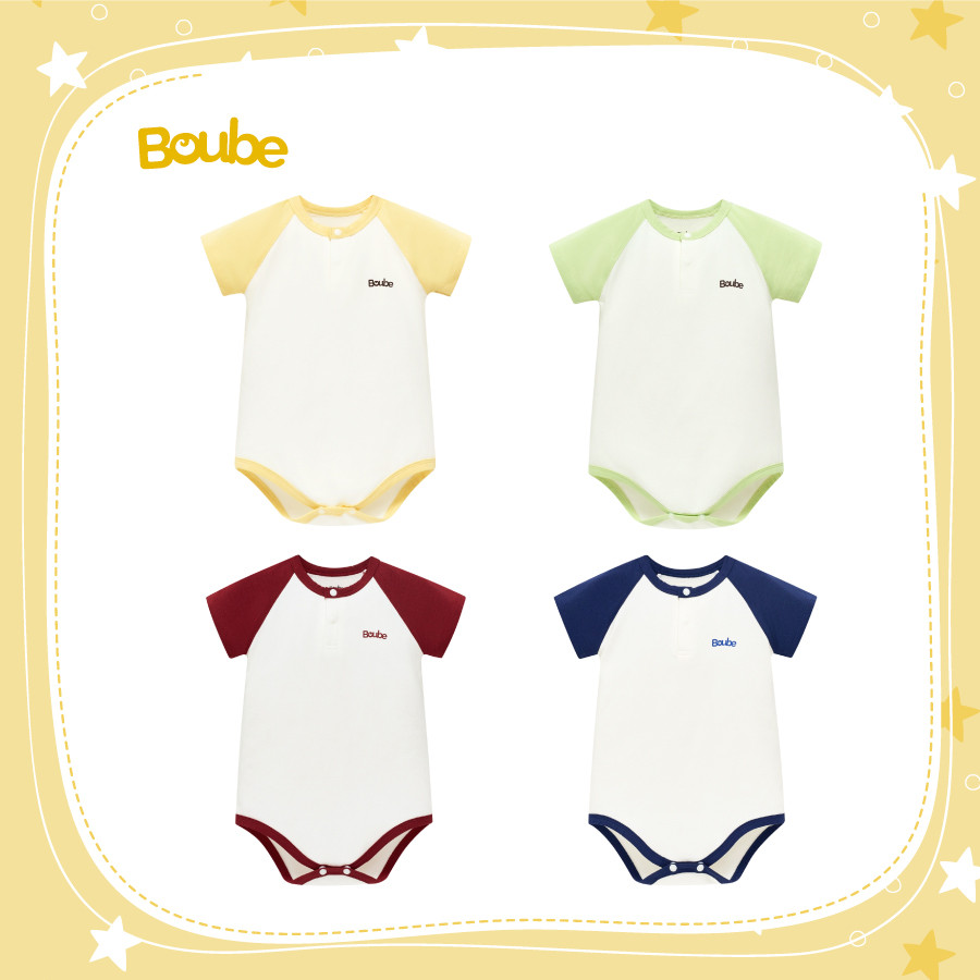Bộ liền tam giác, bodychip raglan nhiều màu cho bé sơ sinh, bé trai, gái Boube, Vải cotton và Bamboo