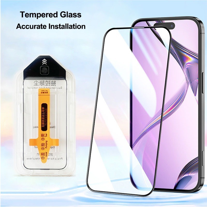 2 Chiếc Full Keo Dán Kính Cường Lực Cho iPhone 17 Air 16e 15 16 Pro 14 Plus 13 12 Pro Max i17 i16 i1