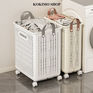 Giỏ Đựng Quần Áo ENODA HOME Có Bánh Xe, Giỏ Nhựa Đựng Quần Áo Bẩn Đa Năng,Có Thể Gấp Gọn, Có Bánh Xe