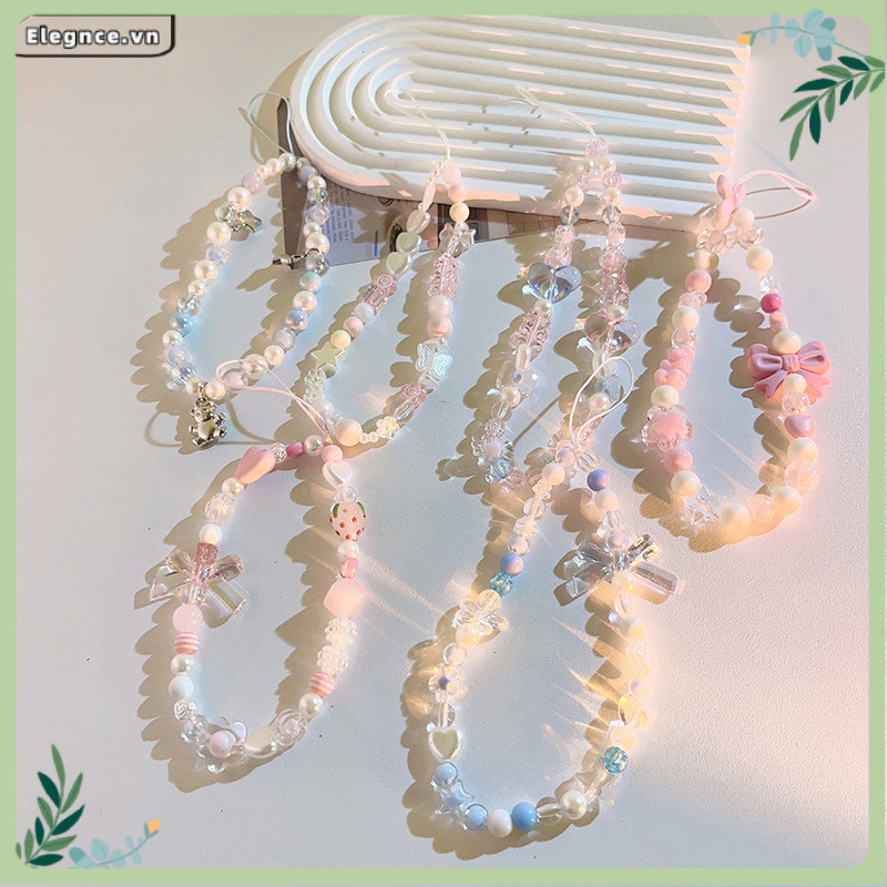 【Elevn】Dây đeo điện thoại chống mất phong cách cổ tích ngọt ngào kèm mặt dây chuyền đính hạt
