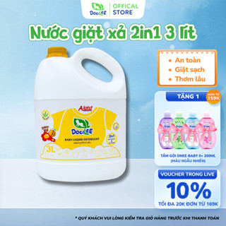 Nước Giặt Xả Quần Áo Em Bé 2in1 DOCILEE Funny Bee 3L Lưu Hương Lâu, Sạch Thơm Mềm Mại, Dành Cho Da Nhạy Cảm Bé Từ 0M+