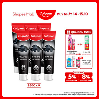 Bộ 6 Kem đánh răng Colgate thiên nhiên Than tre Hàn Quốc khử mùi diệt khuẩn 180g