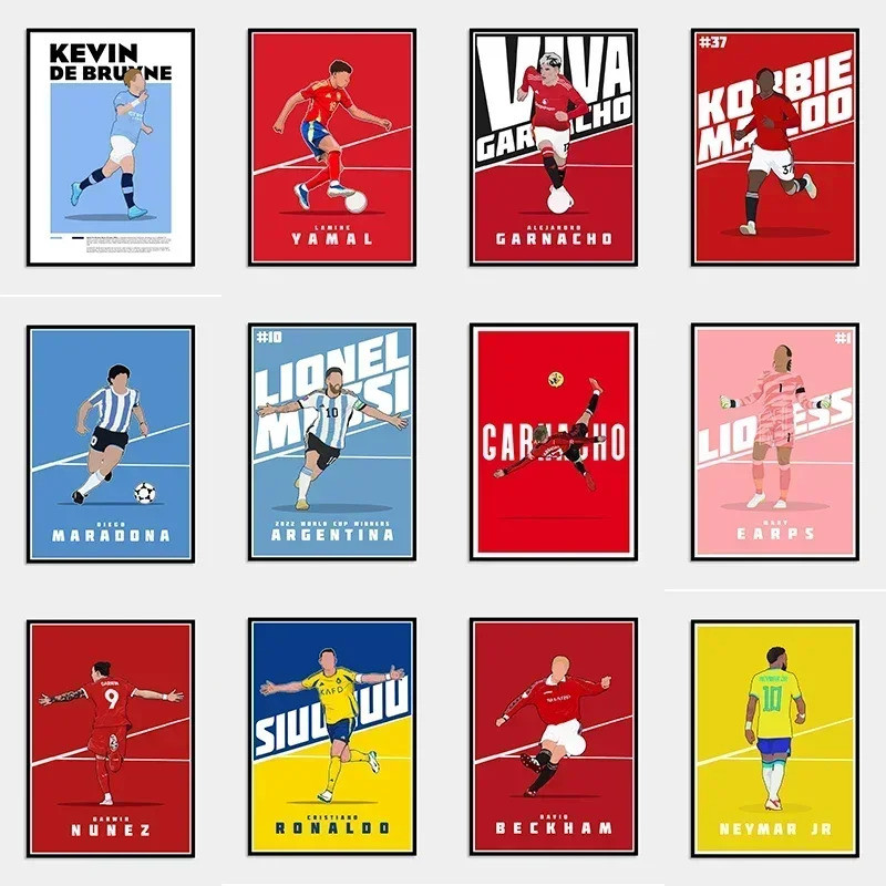 Cầu Thủ Bóng Đá Nổi Tiếng Yamal Poster Thể Thao Garnacho Canvas In Hình Ronaldo Nghệ Thuật Treo Tườn