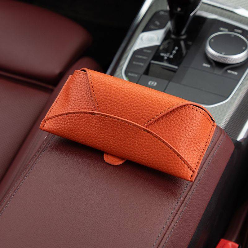 Car Glasses Case Car Glasses Clip Bracket Sunglasses Case Sun Visor Glasses Storage Leather Box Car 