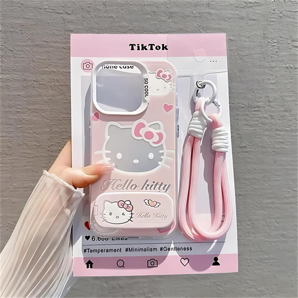 Dễ Thương Hello Kitty Ốp Lưng Với Lanyard Cho OPPO A60 A16 A17 A16K A16S A9 A5 A57 A36 A38 A18 A58 R