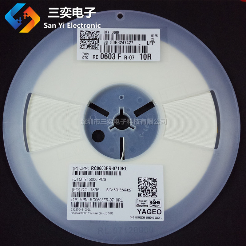 0603 Điện Trở Chip 10R In Màn Hình Lụa 10R0 / 100 10 Độ Chính Xác 1% 5% RC0603FR-0710RL