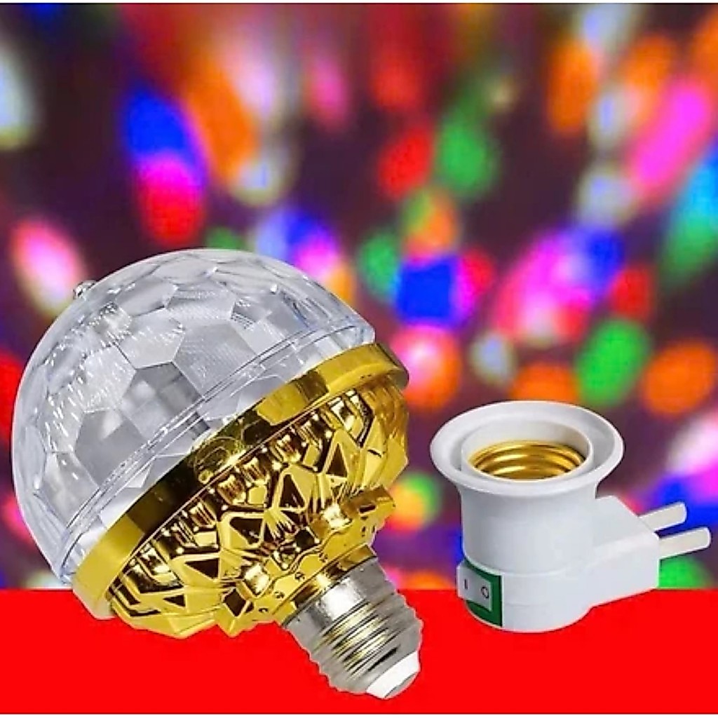 Đèn led xoay 360 độ, 7 màu vũ trường nháy chớp theo nhạc bay phòng sân khấu hiệu ứng, kiểu đui xoáy E27