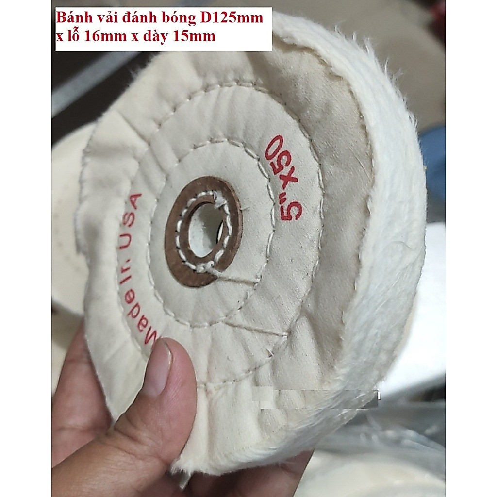 Đầu len mịn đánh bóng 5 inch D125mm lỗ 16mm, bánh vải mài bóng 5in
