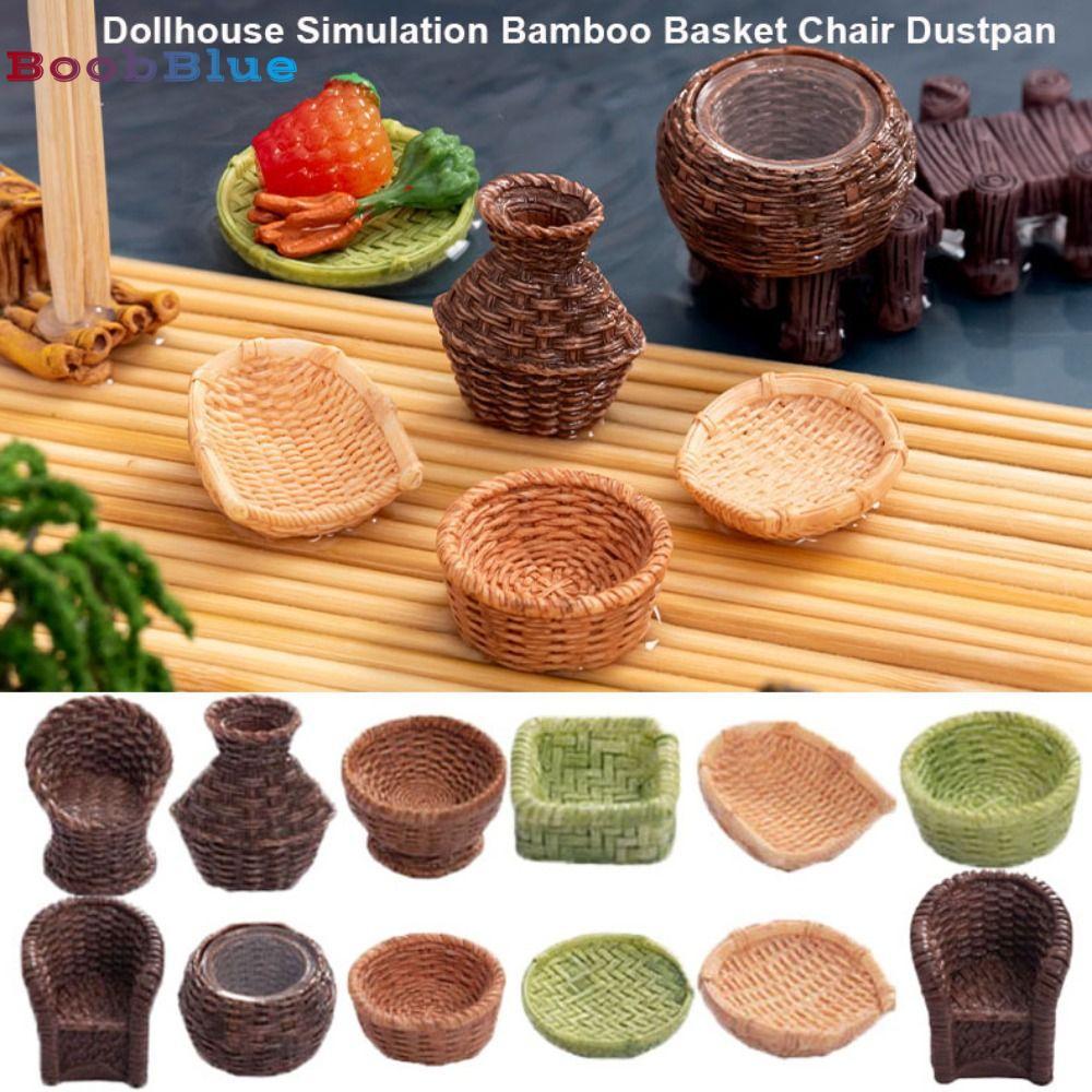 BOOBBLUE 2 Chiếc Giỏ Tre Ghế Hút Bụi, Nhà Búp Bê Nhựa 2-4cm Nội Thất Thu Nhỏ, Mini Multistyles Nhà B