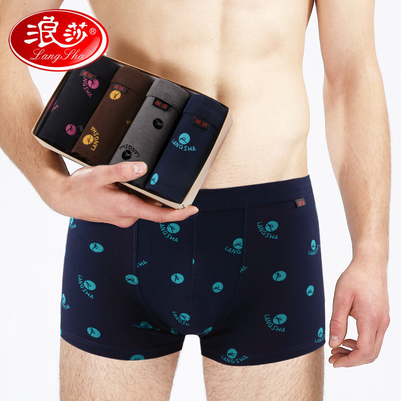 Langsha Quần Lót Nam Boxer Cotton Boxer Thanh Niên Nam Quần Short Cotton Boxer Mùa Hè Thoáng Khí Co 